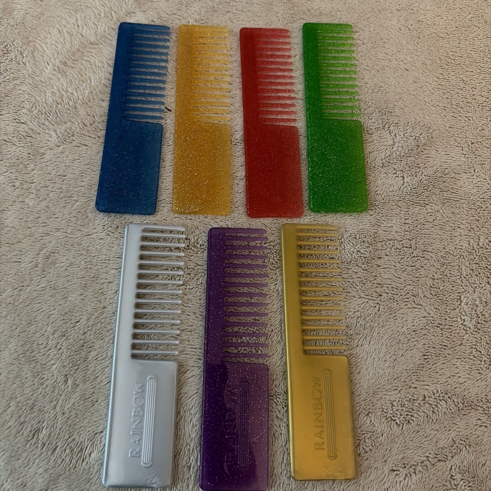 Rainbow High Lot of 7 Doll Combs Glitter Metallic Clear Sparkle Assorted 4"